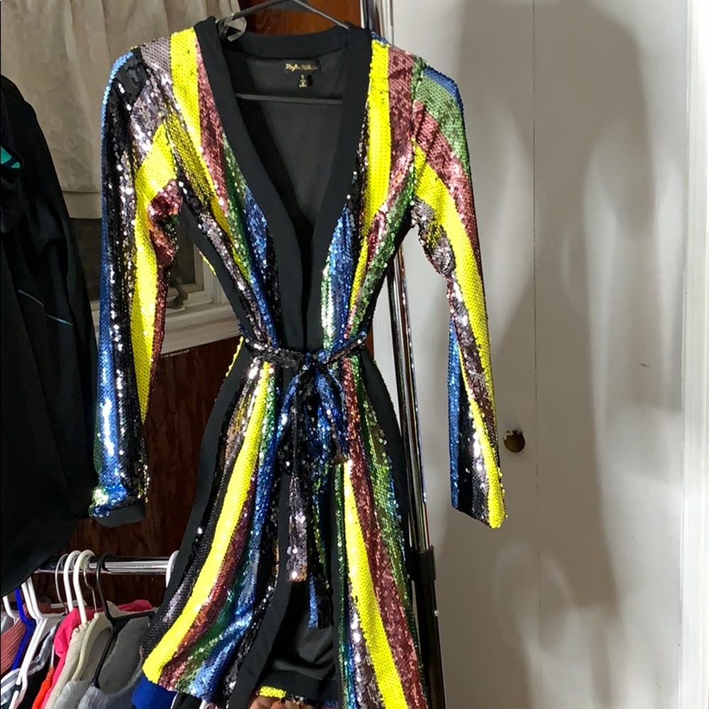 Sequin, long sleeve tie up cardigan/dress.